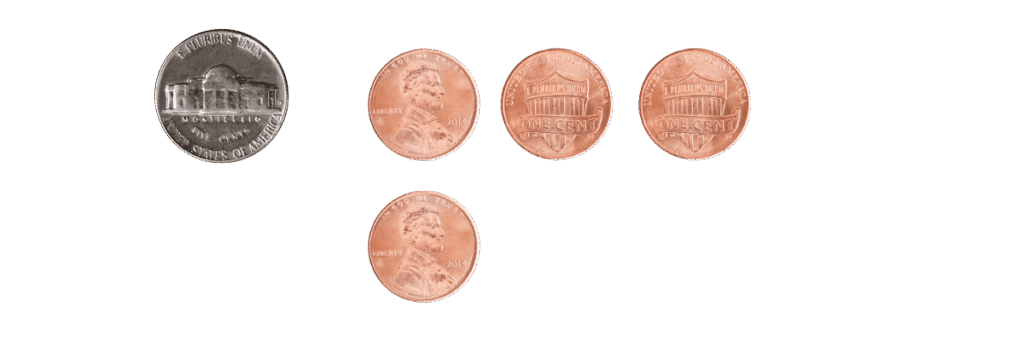 count pennies and nickels